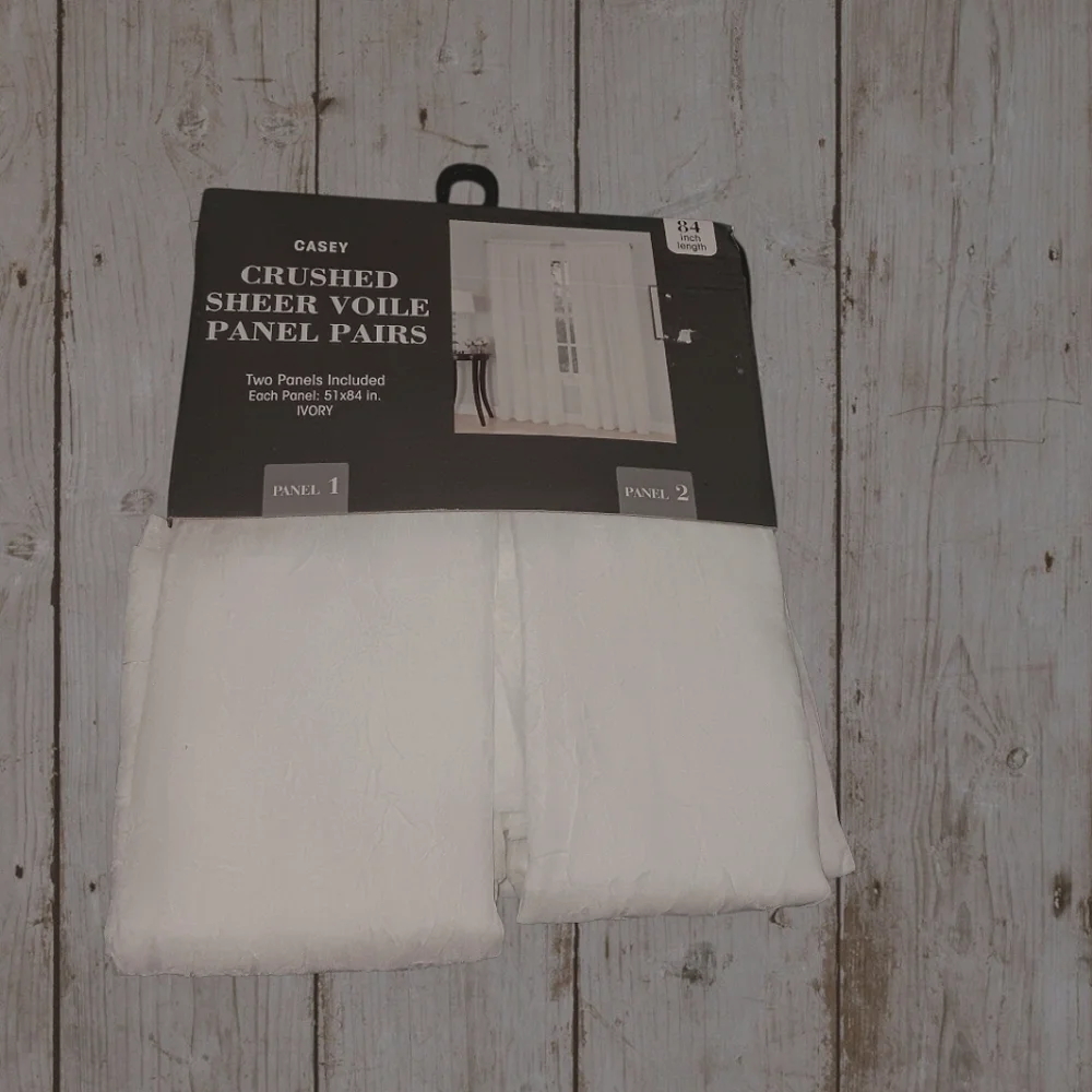 Ivory Crushed Sheer Voile Panel Pairs (2) 51x84 By Casey